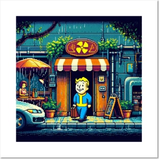 Pixel Art VaultBoy Tokyo City 2048 Posters and Art